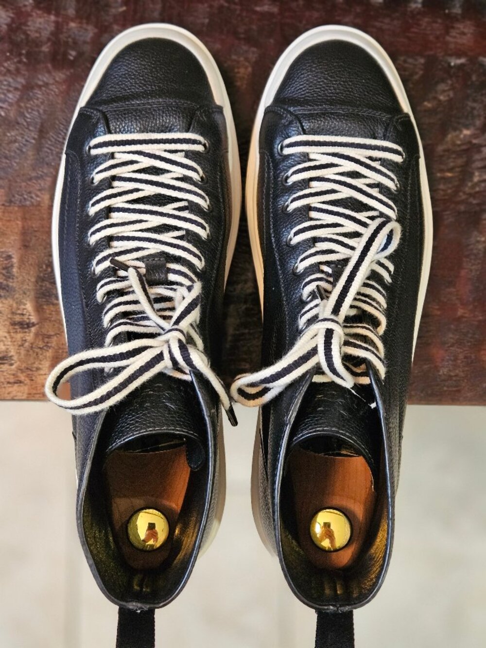 Coach Men's Full-Grain Leather Hi Top Sneakers, Black, Sz 13 (w/extra laces) - Picture 6 of 15
